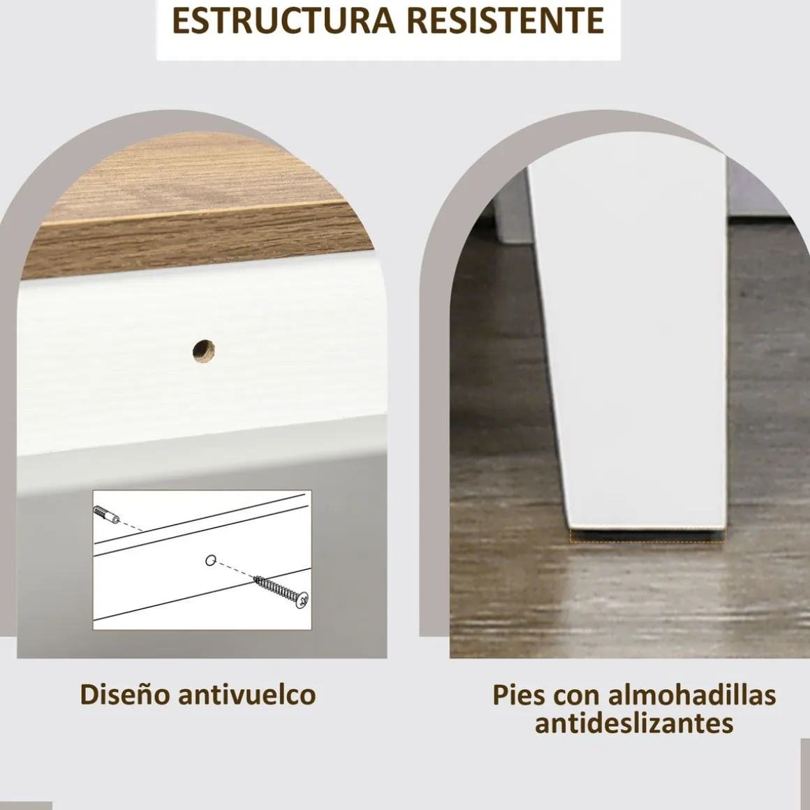 Aparador Air Homcom 2 armarios + cajón blanco/marrón 81,5x76,6x35 cm