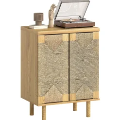 Aparador Akira Homcom 2 puertas natural 78x60x40 cm