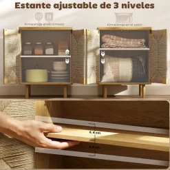 Aparador Akira Homcom 2 puertas natural 78x60x40 cm