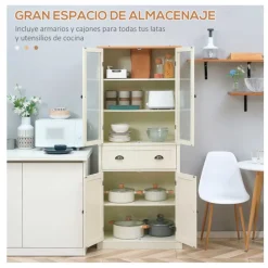 Aparador alto Homcom crema 182,5x76x40 cm