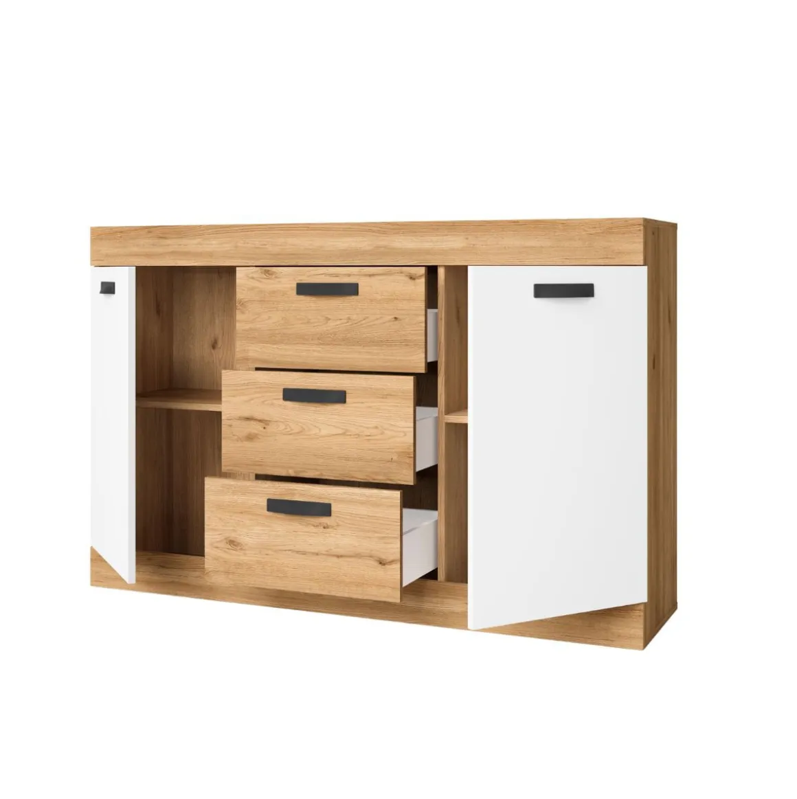 Aparador Argos 2 3 cajones + 2 puertas blanco mate/natural 90,5x140x39,6 cm