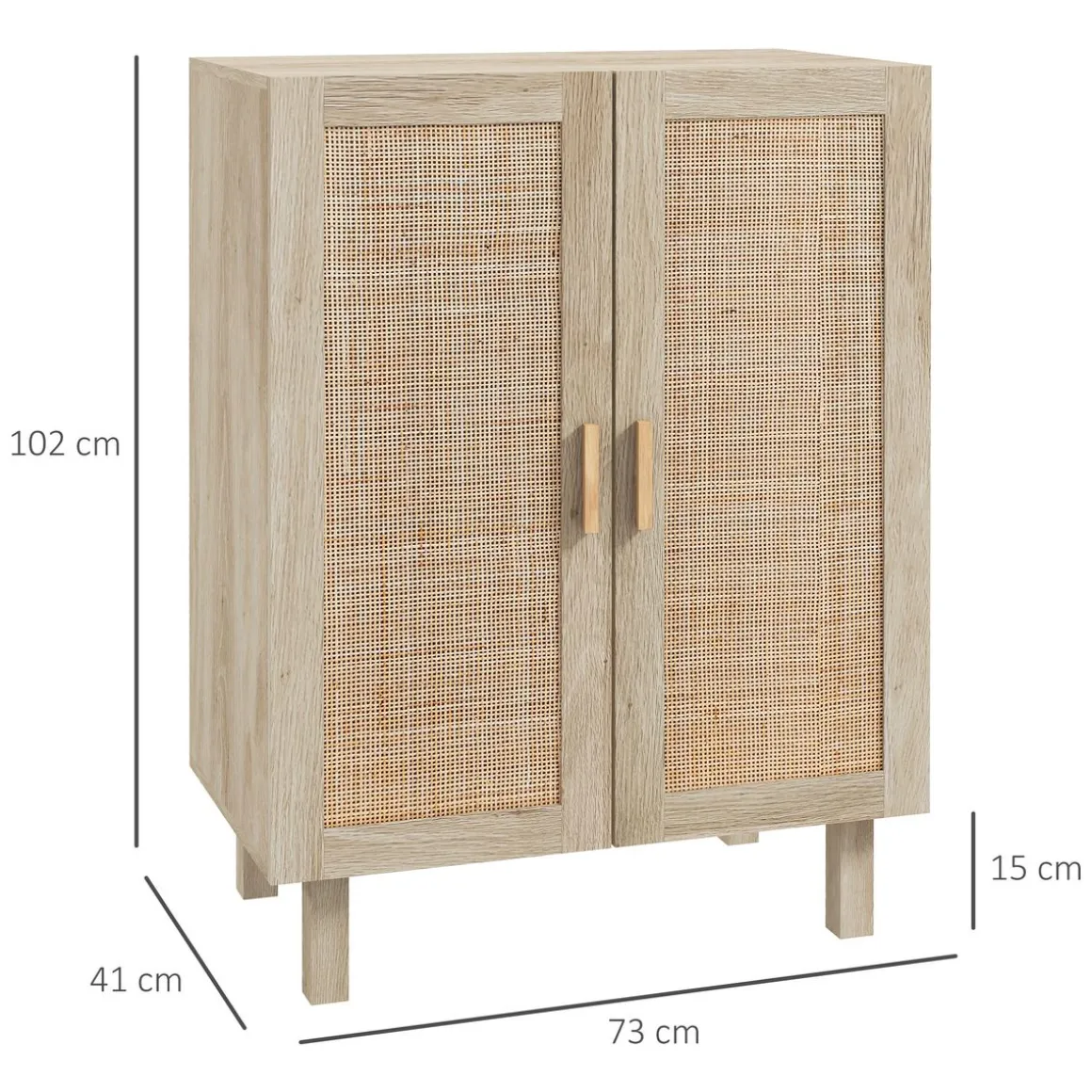 Aparador Babel Homcom 2 puertas con estantes ajustables natural 102x73x41 cm