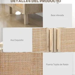 Aparador Babel Homcom 2 puertas con estantes ajustables natural 102x73x41 cm