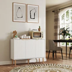 Aparador Bali Homcom 3 puertas blanco 80x107x35 cm