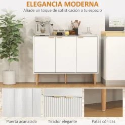 Aparador Bali Homcom 3 puertas blanco 80x107x35 cm