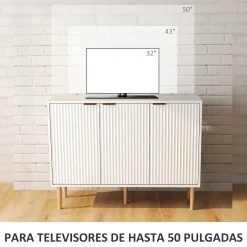Aparador Bali Homcom 3 puertas blanco 80x107x35 cm