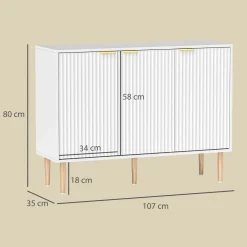 Aparador Bali Homcom 3 puertas blanco 80x107x35 cm