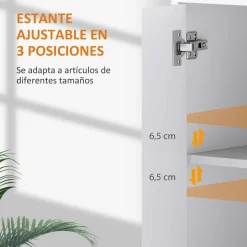 Aparador Bali Homcom 3 puertas blanco 80x107x35 cm
