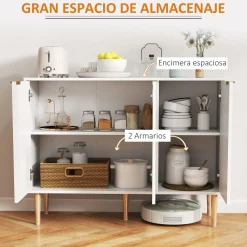Aparador Bali Homcom 3 puertas blanco 80x107x35 cm