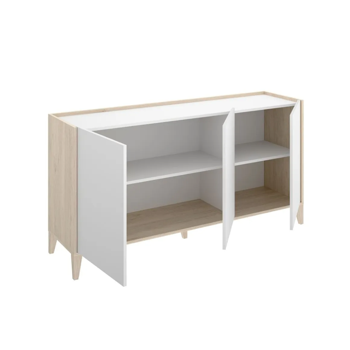 Aparador Bari 3 puertas blanco/natural 77,5x150x39,2 cm