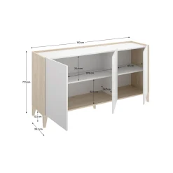 Aparador Bari 3 puertas blanco/natural 77,5x150x39,2 cm
