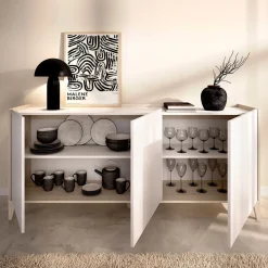 Aparador Bari 3 puertas blanco/natural 77,5x150x39,2 cm
