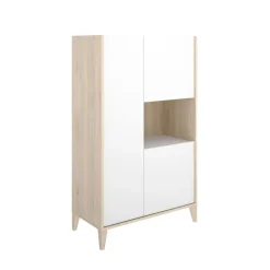 Aparador Bari con 3 puertas y compartimento blanco/natural 135,7x80,4x42,5 cm