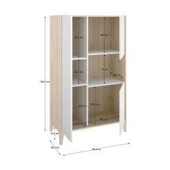 Aparador Bari con 3 puertas y compartimento blanco/natural 135,7x80,4x42,5 cm