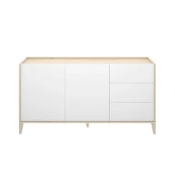 Aparador Bari doble puerta con 3 cajones blanco/natural 77,5x150x39,2 cm