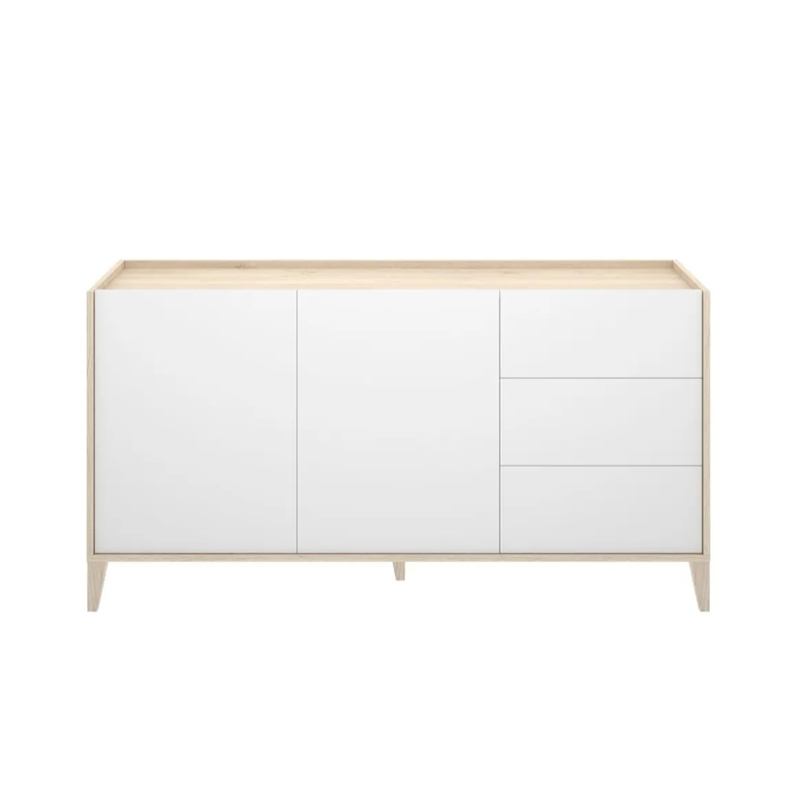 Aparador Bari doble puerta con 3 cajones blanco/natural 77,5x150x39,2 cm
