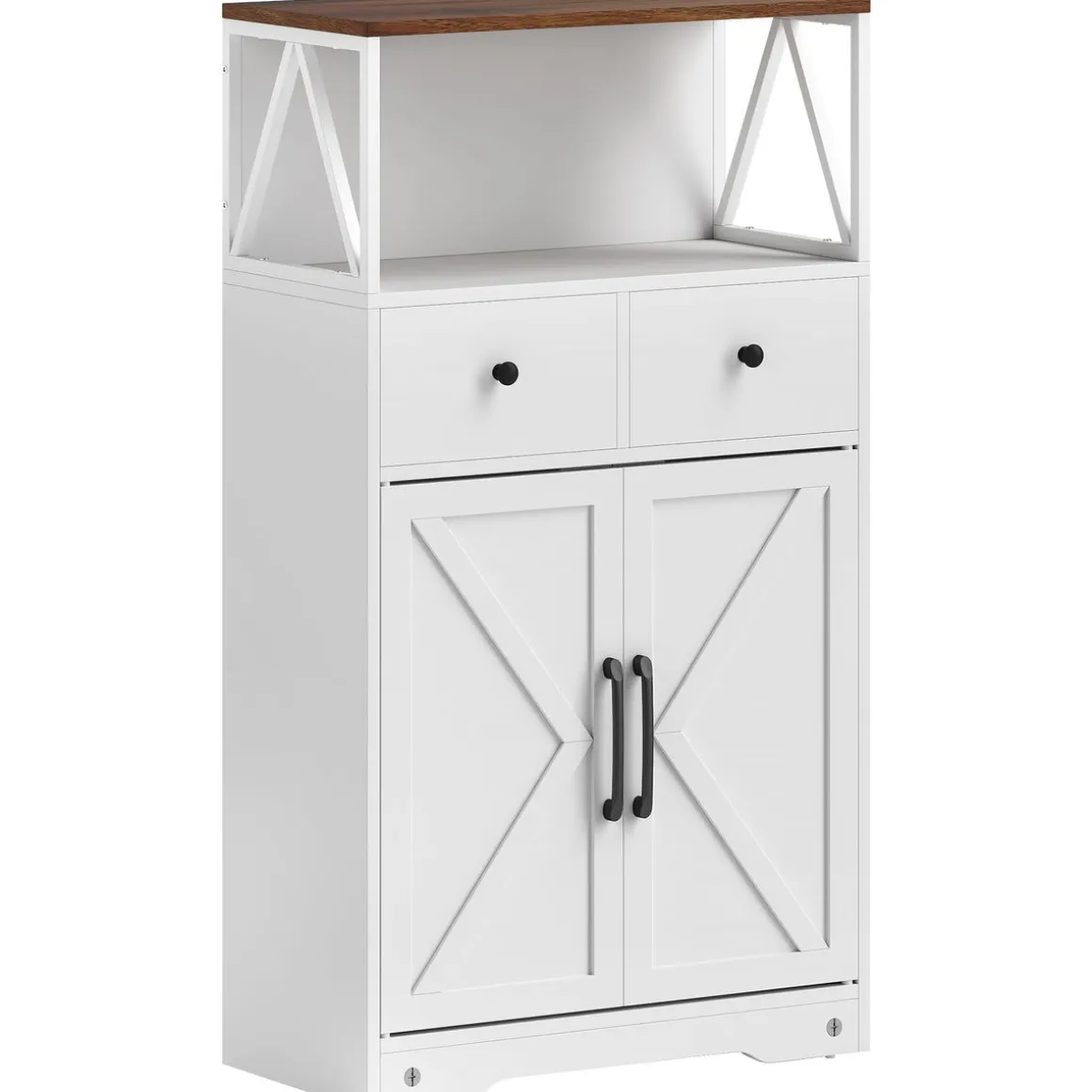 Aparador Barnet Homcom 2 cajones + 4 estantes blanco 108x60x31cm