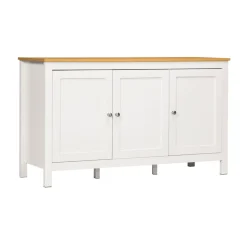 Aparador Blis Homcom 3 puertas + estantes ajustables blanco 70x120x40 cm