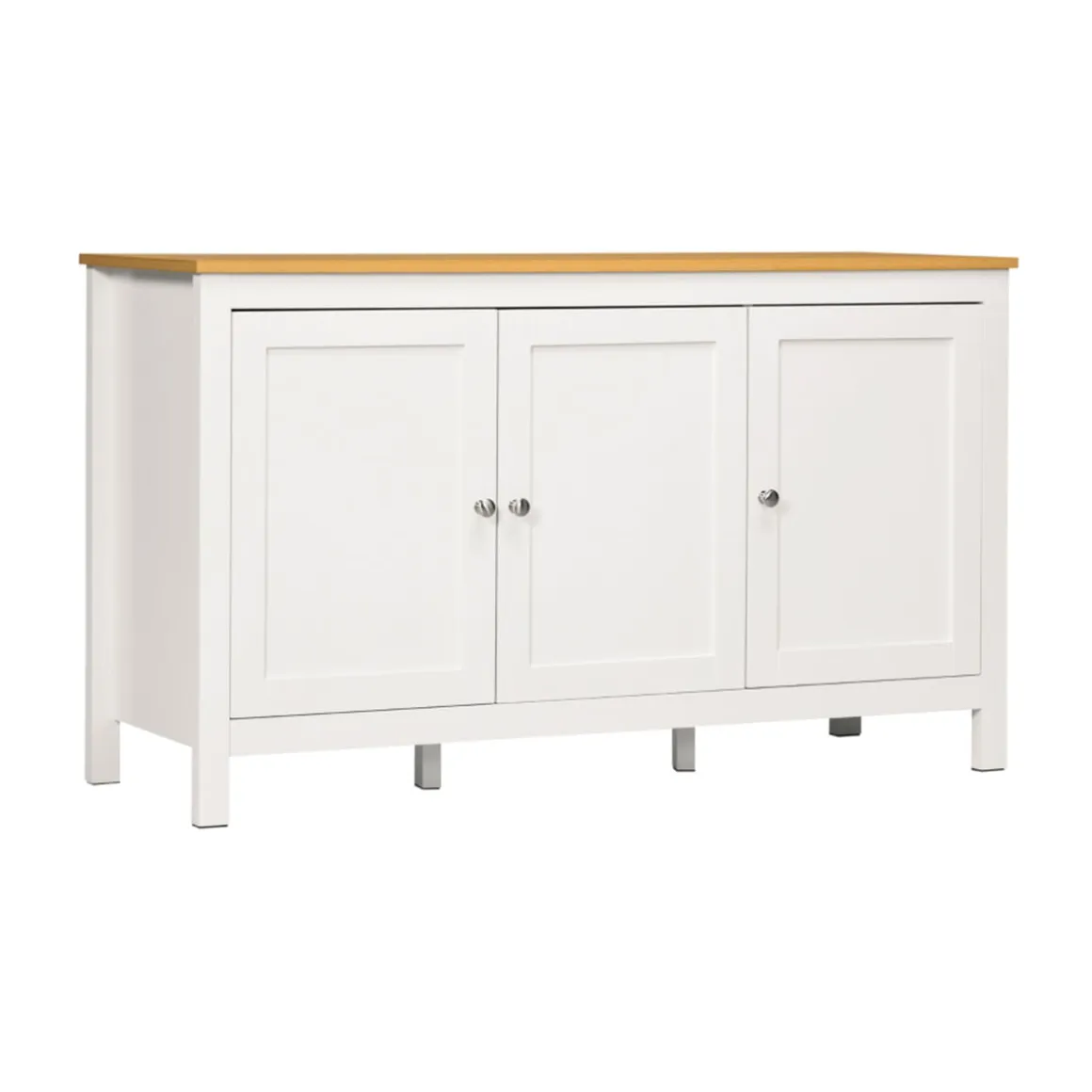 Aparador Blis Homcom 3 puertas + estantes ajustables blanco 70x120x40 cm