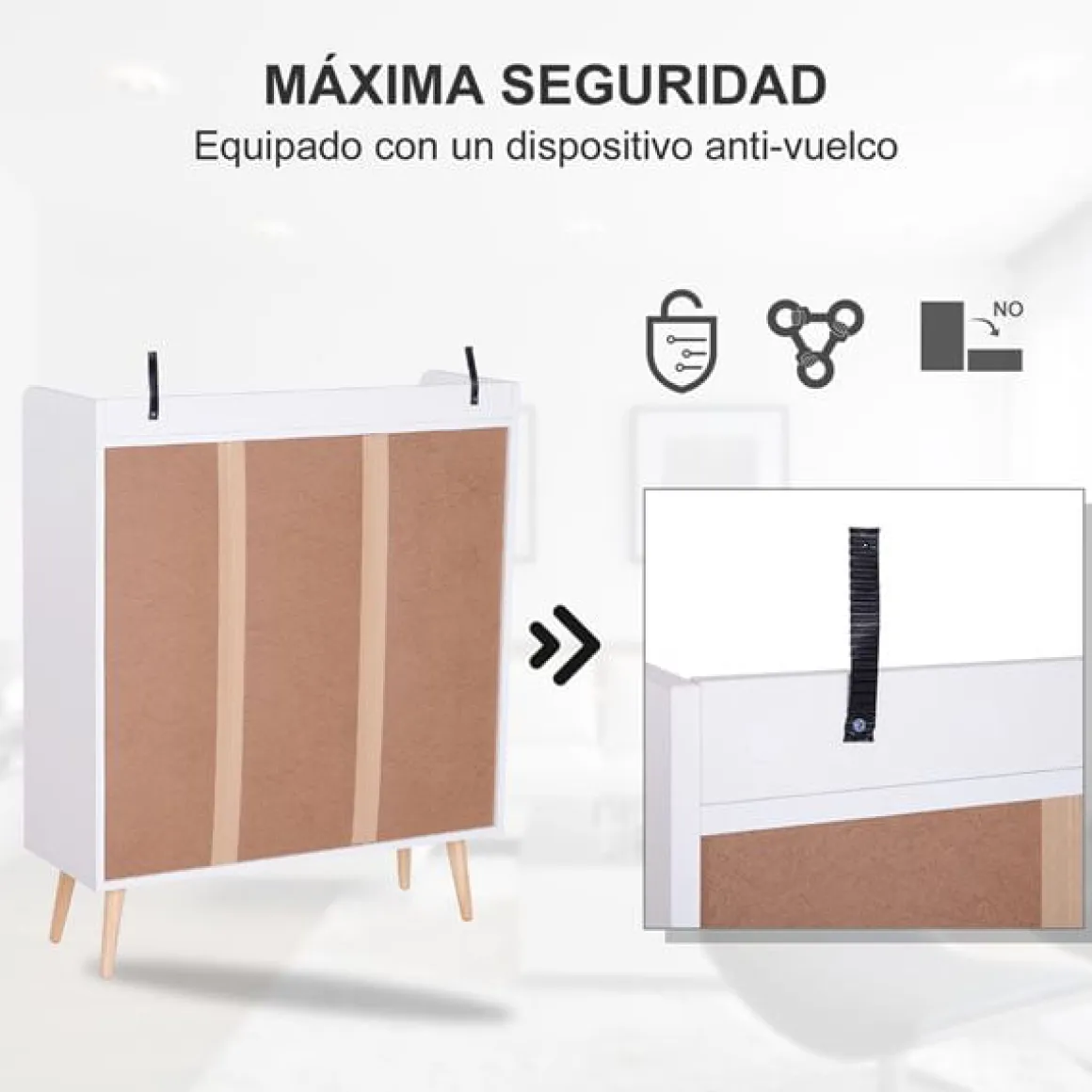 Aparador Buffet multiusos blanco 80x29,5x96 cm
