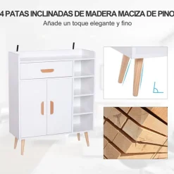 Aparador Buffet multiusos blanco 80x29,5x96 cm