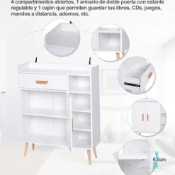 Aparador Buffet multiusos blanco 80x29,5x96 cm