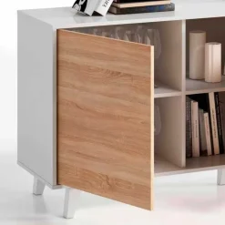 Aparador Buffet Stylus Plus 3 puertas blanco brillo/roble Canadian 75x154x41 cm