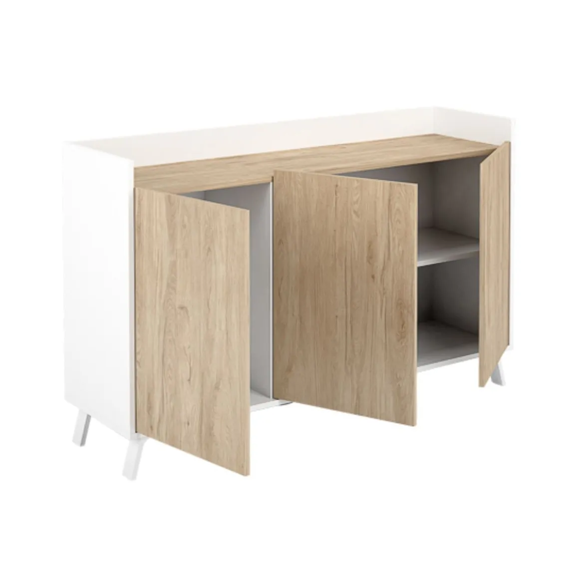 Aparador Charles 3 puertas blanco/roble 87,1x140x40 cm