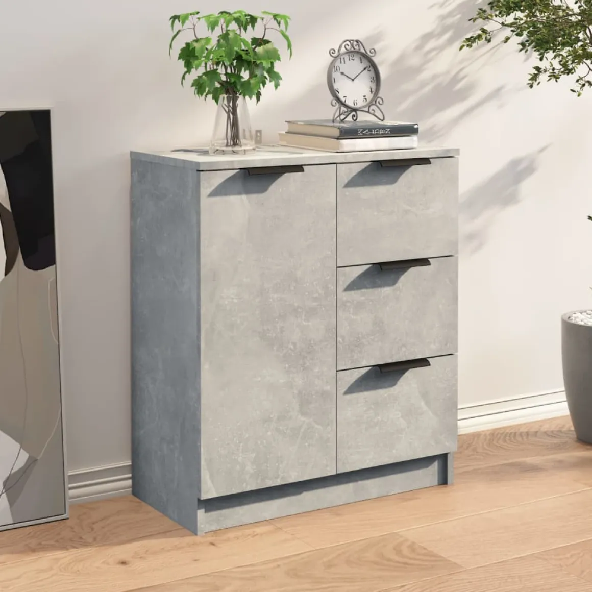 Aparador Claudia 1 puerta + 3 cajones gris 70x60x30 cm