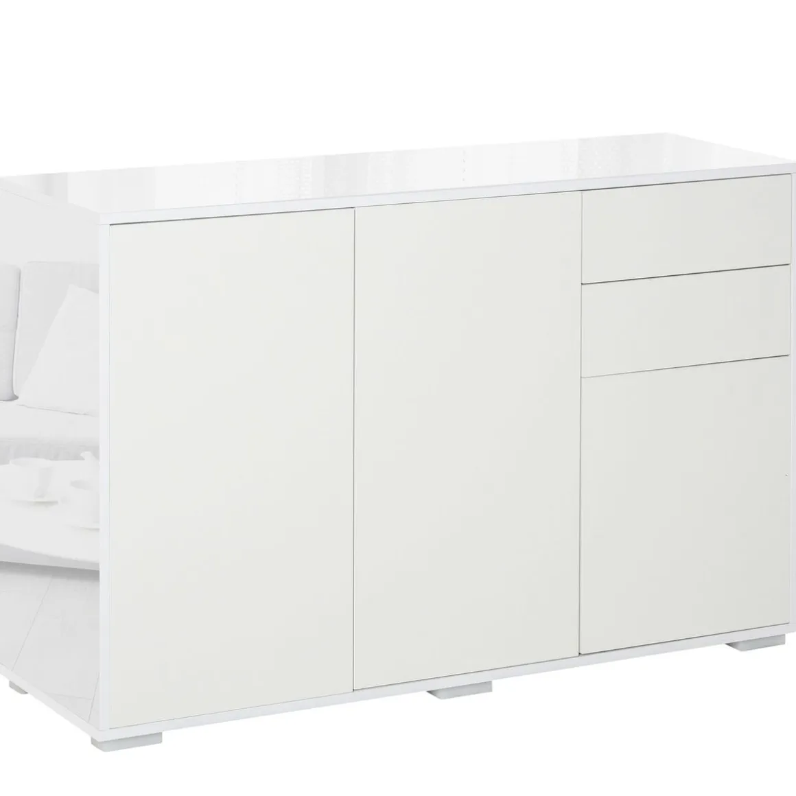 Aparador Conil Homcom 3 puertas + 2 cajones blanco 74x117x36 cm