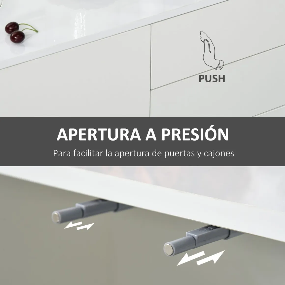 Aparador Conil Homcom 3 puertas + 2 cajones blanco 74x117x36 cm
