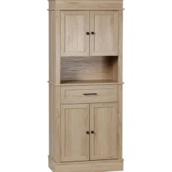 Aparador Crayke Homcom 4 puertas + cajón + estante roble 183x74x39,5 cm