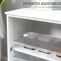 Aparador Cuarzo Homcom 2 puertas corredizas blanco 62,5x107x33 cm