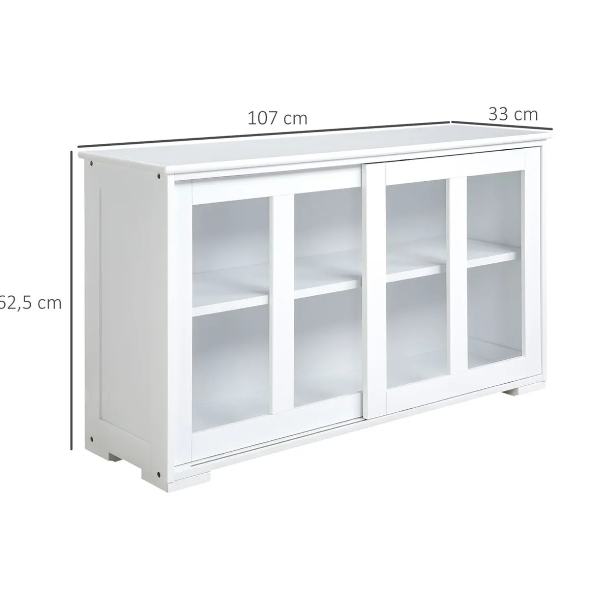 Aparador Cuarzo Homcom 2 puertas corredizas blanco 62,5x107x33 cm