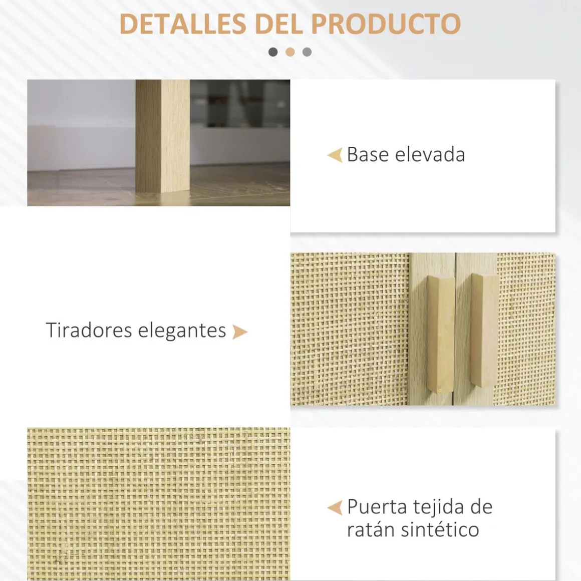 Aparador Daiki Homcom 3 puertas natural 70x136x41 cm