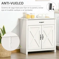 Aparador Danburita Homcom 1 cajón + armario blanco 80x80x39,7 cm