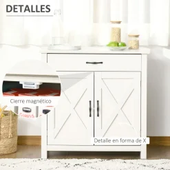 Aparador Danburita Homcom 1 cajón + armario blanco 80x80x39,7 cm