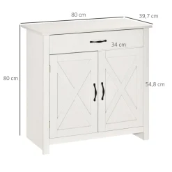 Aparador Danburita Homcom 1 cajón + armario blanco 80x80x39,7 cm