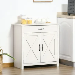 Aparador Danburita Homcom 1 cajón + armario blanco 80x80x39,7 cm