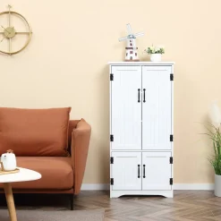 Aparador de cocina Betroka Homcom 4 puertas blanco 123x60x30 cm