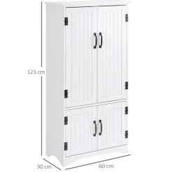 Aparador de cocina Betroka Homcom 4 puertas blanco 123x60x30 cm