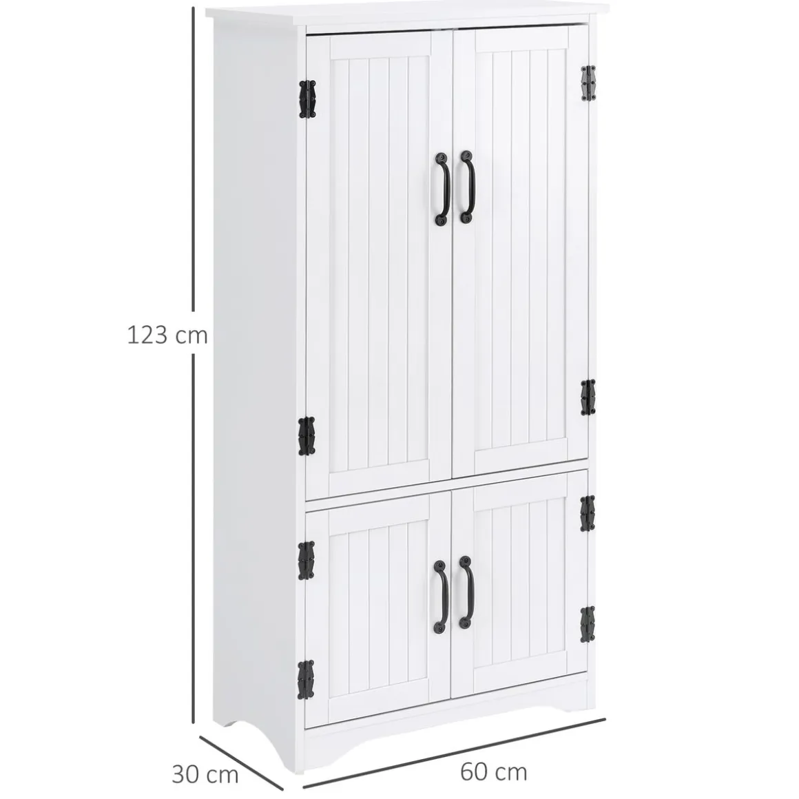 Aparador de cocina Betroka Homcom 4 puertas blanco 123x60x30 cm