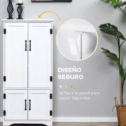 Aparador de cocina Betroka Homcom 4 puertas blanco 123x60x30 cm