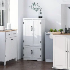 Aparador de cocina Betroka Homcom 4 puertas blanco 123x60x30 cm