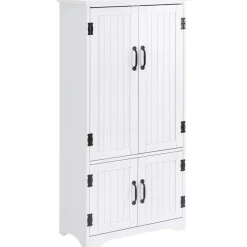 Aparador de cocina Betroka Homcom 4 puertas blanco 123x60x30 cm