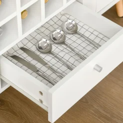 Aparador de cocina Byron Homcom 2 puertas + 1 cajón + botellero blanco 80x100x33 cm