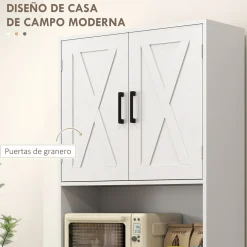 Aparador de cocina Green Homcom 2 armarios + cajones + encimera blanco 180x70x40 cm