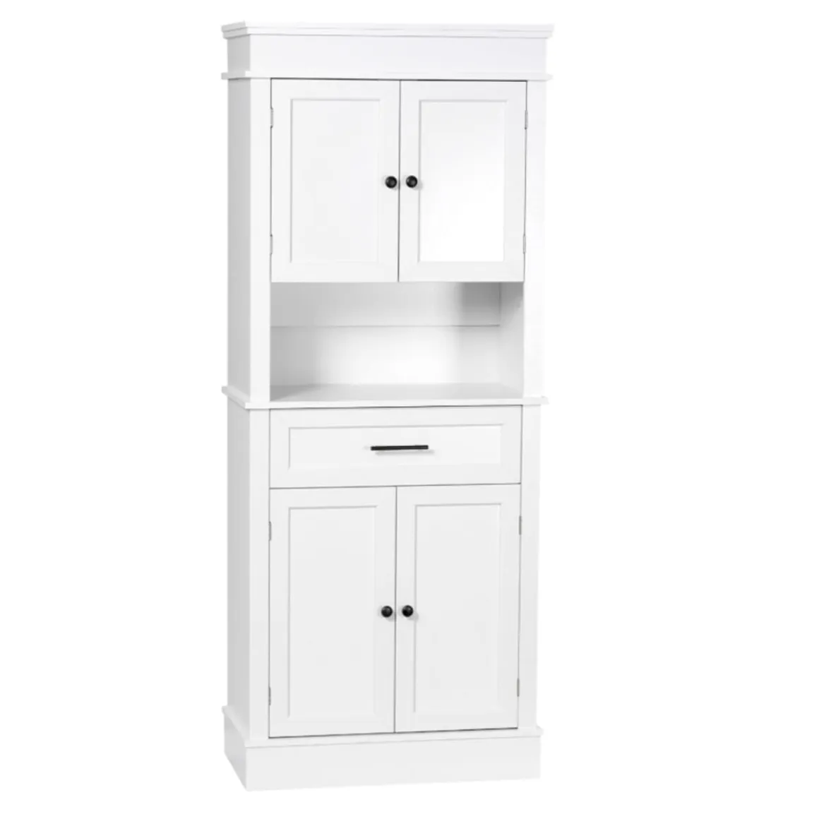 Aparador de cocina Homcom 4 puertas 1 cajón 1 estante abierto blanco 183x74x39,5 cm