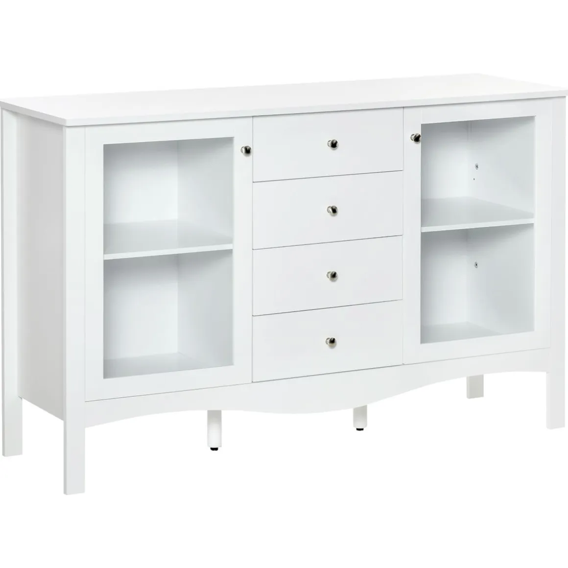 Aparador de cocina Lilia Homcom 2 puertas + 4 cajones blanco 85x136x45 cm