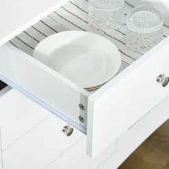 Aparador de cocina Lilia Homcom 2 puertas + 4 cajones blanco 85x136x45 cm